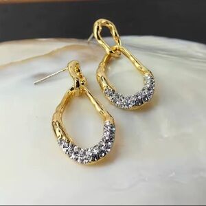 Solanales Crystal Large Link Earrings Gold Clear Alexis Bittar STYLE O27